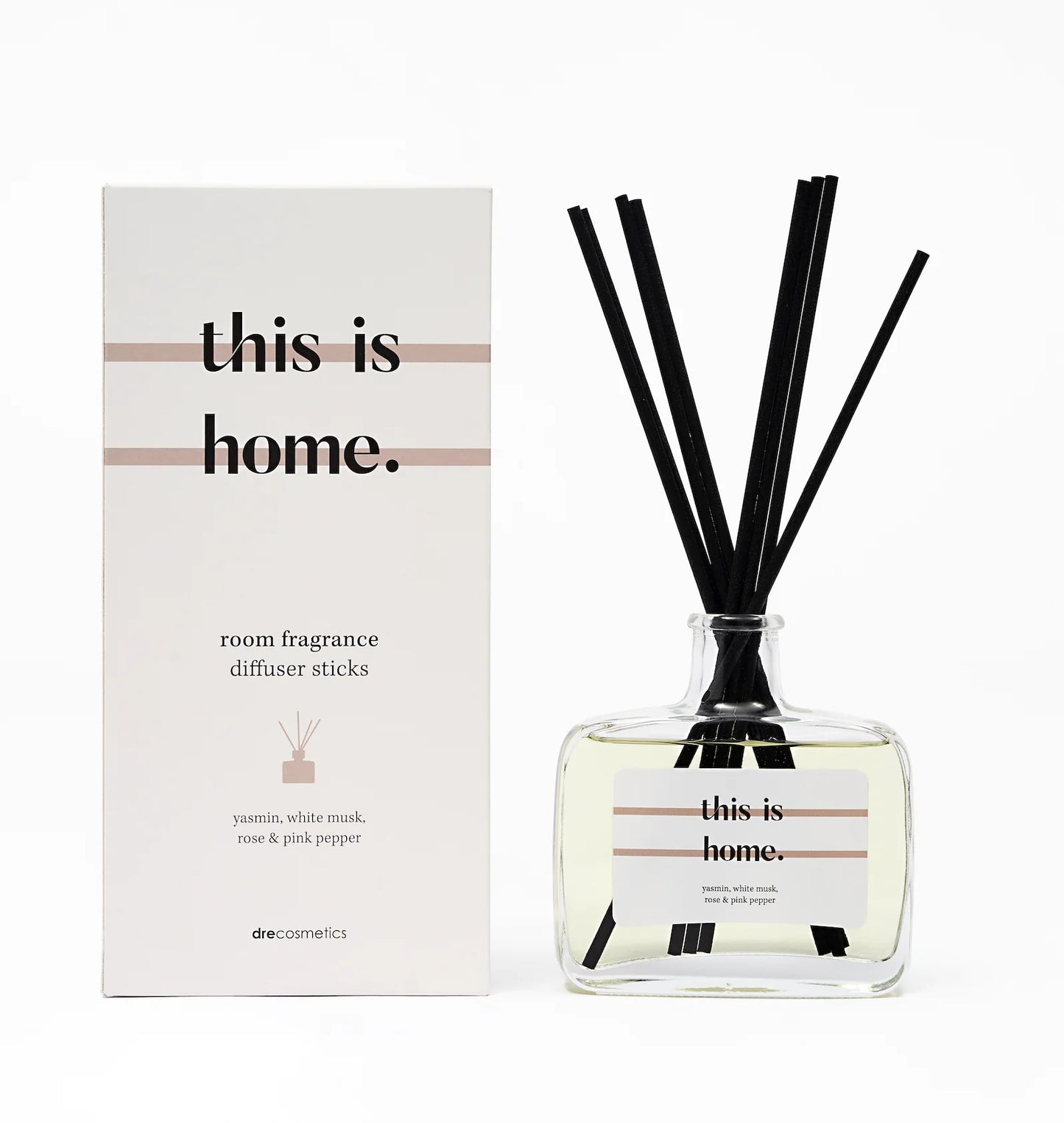 This is home geurstokjes yasmin, white musk, rose & pink pepper 200ml